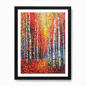 Birch Trees In Autumn 1 Art Print