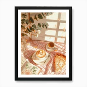 Pink Breakfast Food Pita Bread 3 Art Print