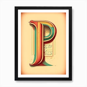 P, Letter, Alphabet Vintage Sketch 2 Art Print