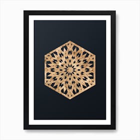 Abstract Geometric Gold Glyph on Dark Teal n.0422 Art Print