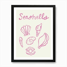 Seashell Doodles, Seashell Line Art, Minimalism Seashell Design 1 Art Print