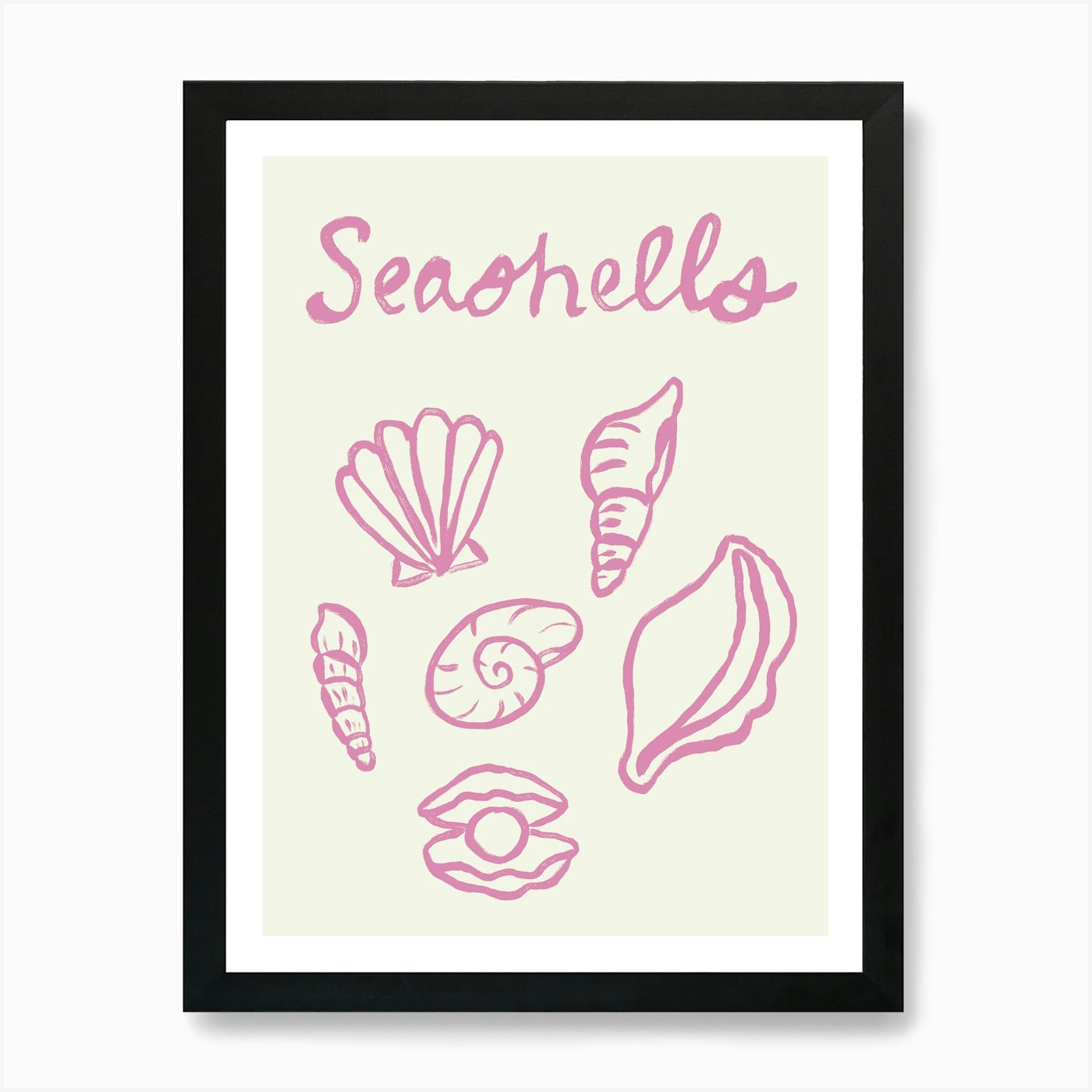 Seashell Doodles, Seashell Line Art Framed Wall Art Poster Canvas Print Picture - Picture 2 of 4