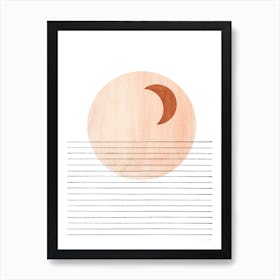 Blush and terracotta Moon And Crescent Art Print