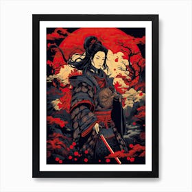 Samurai Ukiyo E Style Illustration 5 Art Print