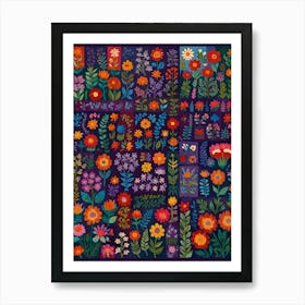 Flowers And Butterflies Art Print