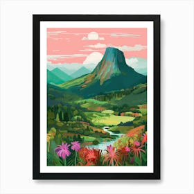 Sri Lanka Ella Mountain Painting Travel Pink Sky Art Print