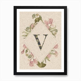 Floral Monogram V Art Print