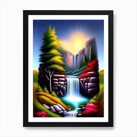 Waterfall Painting Art Print