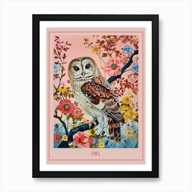 Floral Animal Painting Owl 1 Poster Art Print