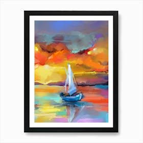 Sailboat At Sunset 6 Art Print