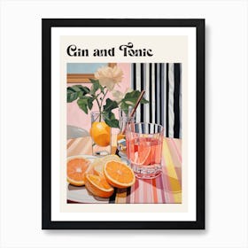 Gin And Tonic Retro Cocktail Poster Art Print