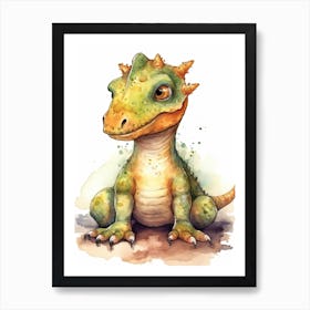 Saurophaganax Cute Dinosaur Watercolour 2 Art Print