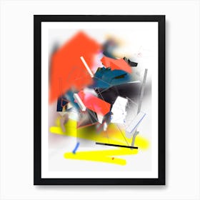 Abstract Mobile Deep Blue Yellow Red Art Print