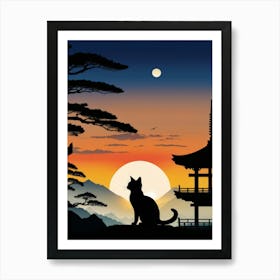 Japan Cat Art 9 Art Print