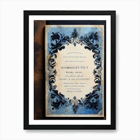 Blue And Gold Wedding Invitation Art Print