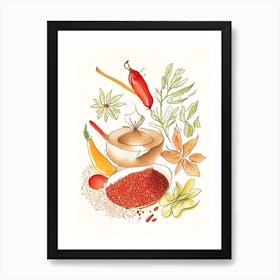 Paprika Spices And Herbs Pencil Illustration 1 Art Print
