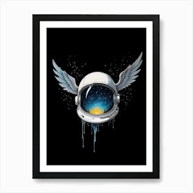 Digital Painting A Space Helmet With Wings Art Print