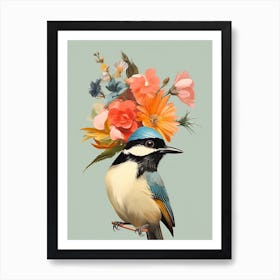 Bird With A Flower Crown Carolina Chickadee 3 Art Print