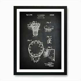 Basketball Net Decor Basketball Goal Blueprint Basketball Patent Print Basketball Wall Art Historic Basketball Poster Sb6351 Art Print