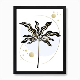 Palm Tree Black and Gold Modern Art Print