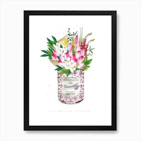 Pink Tulips In Vintage Can Art Print