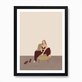 Woman Sitting On Chair Art Print