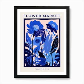 Blue Flower Market Poster Coneflower Market Poster 2 Art Print