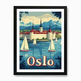 Aihrgdesign A Retro Travel Poster For Oslo 4 Art Print