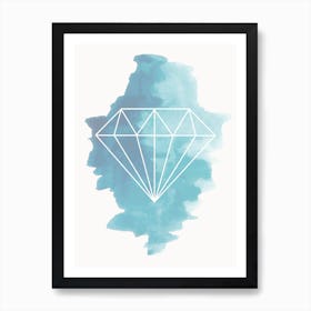 Watercolour Blue Diamond Art Print