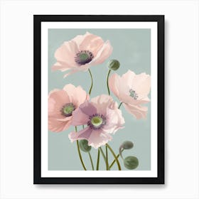 Anemone Flowers Acrylic Pastel Colours 4 Art Print