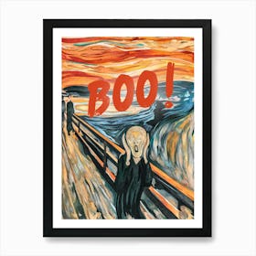 The scream vintage altered art ‘boo’ scary Halloween decor Art Print