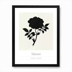 Black Ink Floral Silhouette, Japanese Flower Market Art Print