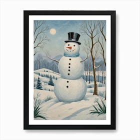 Snowman In The Woods no2 Art Print