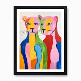 Colourful Kids Animal Art Cougar 4 Art Print