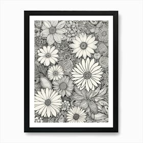 Black And White Flowers 8 Art Print