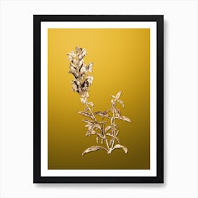 Gold Botanical Red Dragon Flowers on Mango Yellow n.0397 Art Print
