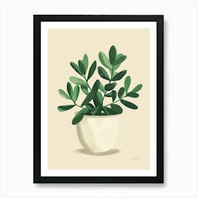 Jade Plant Minimalist Illustration 6 Art Print