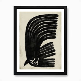 Black Eagle Bird On Neutral Art Print