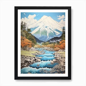 Kamikochi In Nagano, Ukiyo E Drawing 1 Art Print