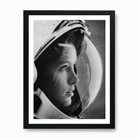 Woman Astronaut, Vintage Black and White Old Photo Art Print