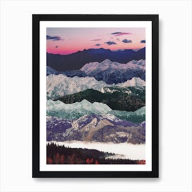 Retro Mountan Range After Sunset Art Print