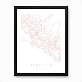 Honolulu Hawaii Light Pink Minimal Street Map Art Print