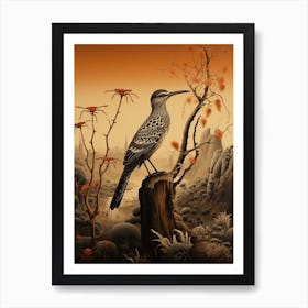 Dark And Moody Botanical Roadrunner 4 Art Print