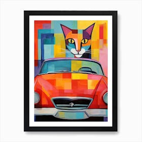 Cadillac El Dorado Vintage Car With A Cat, Matisse Style Painting 2 Art Print