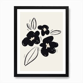 Flower Bouquet 2 Black White Art Print