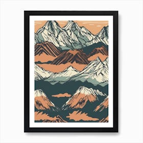 Mountain Range Seamless Pattern Art Print