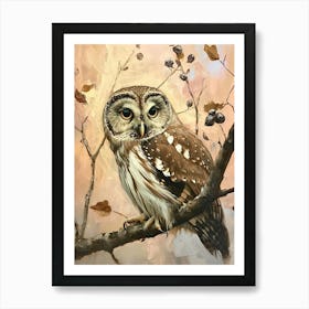 Boreal Owl Painting 1 Art Print