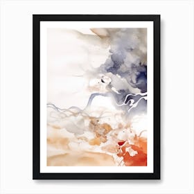 Watercolour Abstract White And Orange 4 Art Print