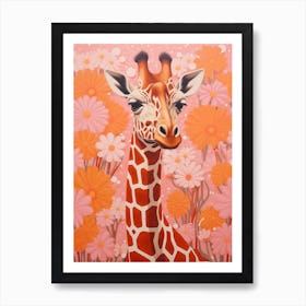 Floral Giraffe Portrait Art Print