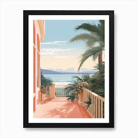 An Illustration In Pink Tones Of Palm Beach Sydney Australia 1 Art Print